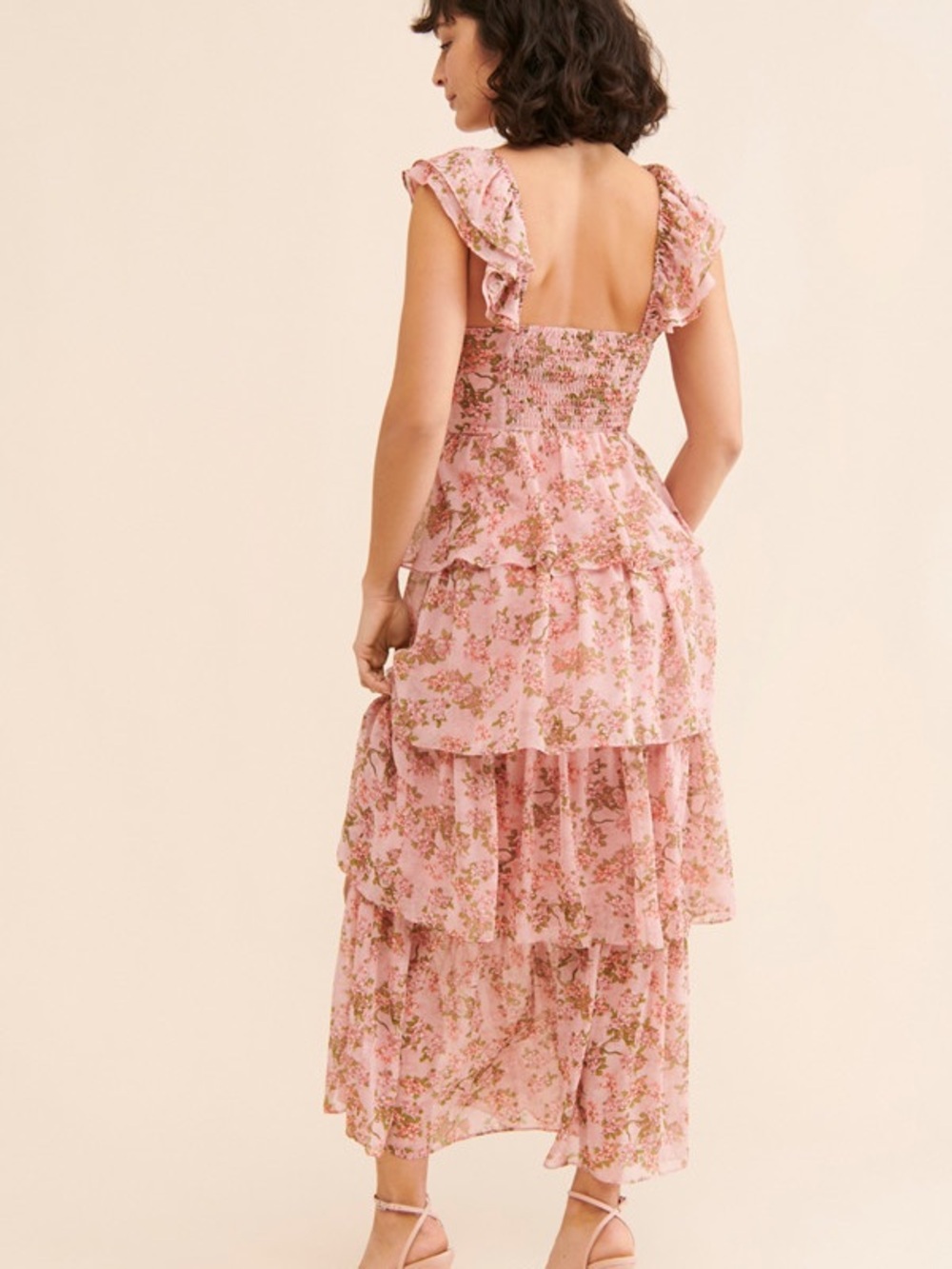 Astr the Label Pink Floral Ruffle Maxi Dress Wedding Guest large L - Picture 2 of 15
